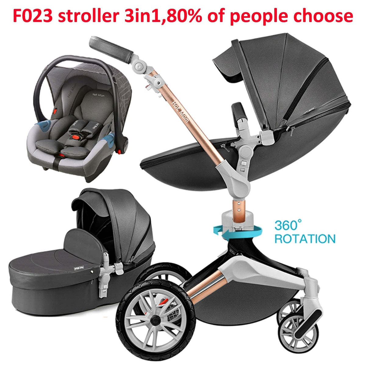 3 In 1 Baby Stroller Two-way Shock Baby Trolley